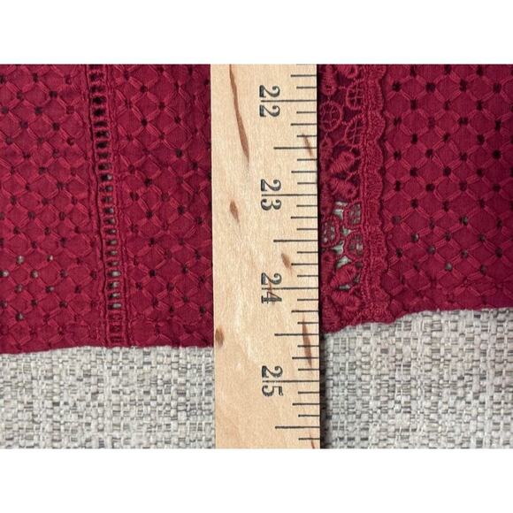 Eden Society Y2K Maroon Sleeveless Top Shirt Sheer Lace Lined Women's Sz Large - Picture 7 of 8